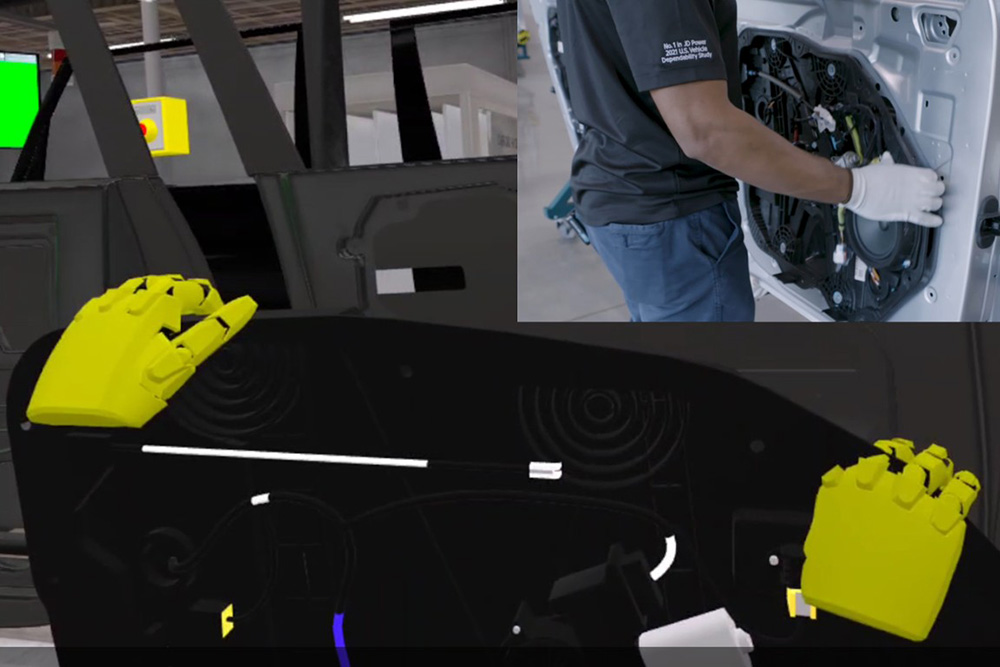 Robot hands simulating a pair of hands in the real world