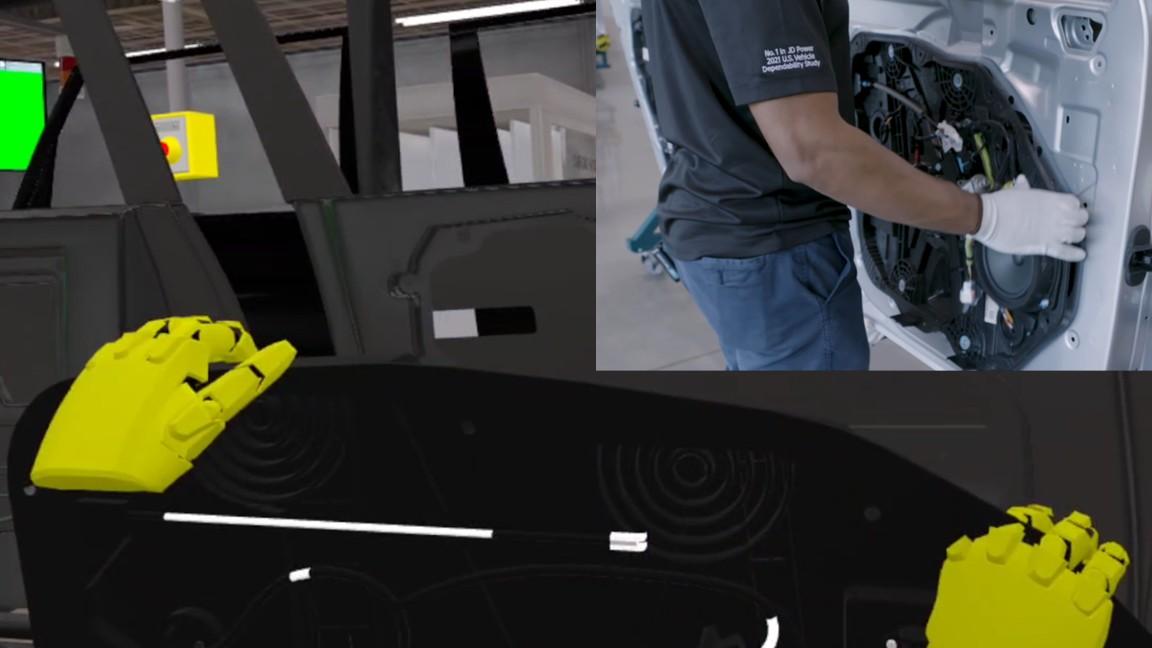 Part being assembly in real life and VR